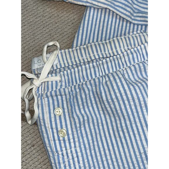 GAP blue white seersucker pajama set, poplin pant & sleep shirt, size large - Picture 12 of 14